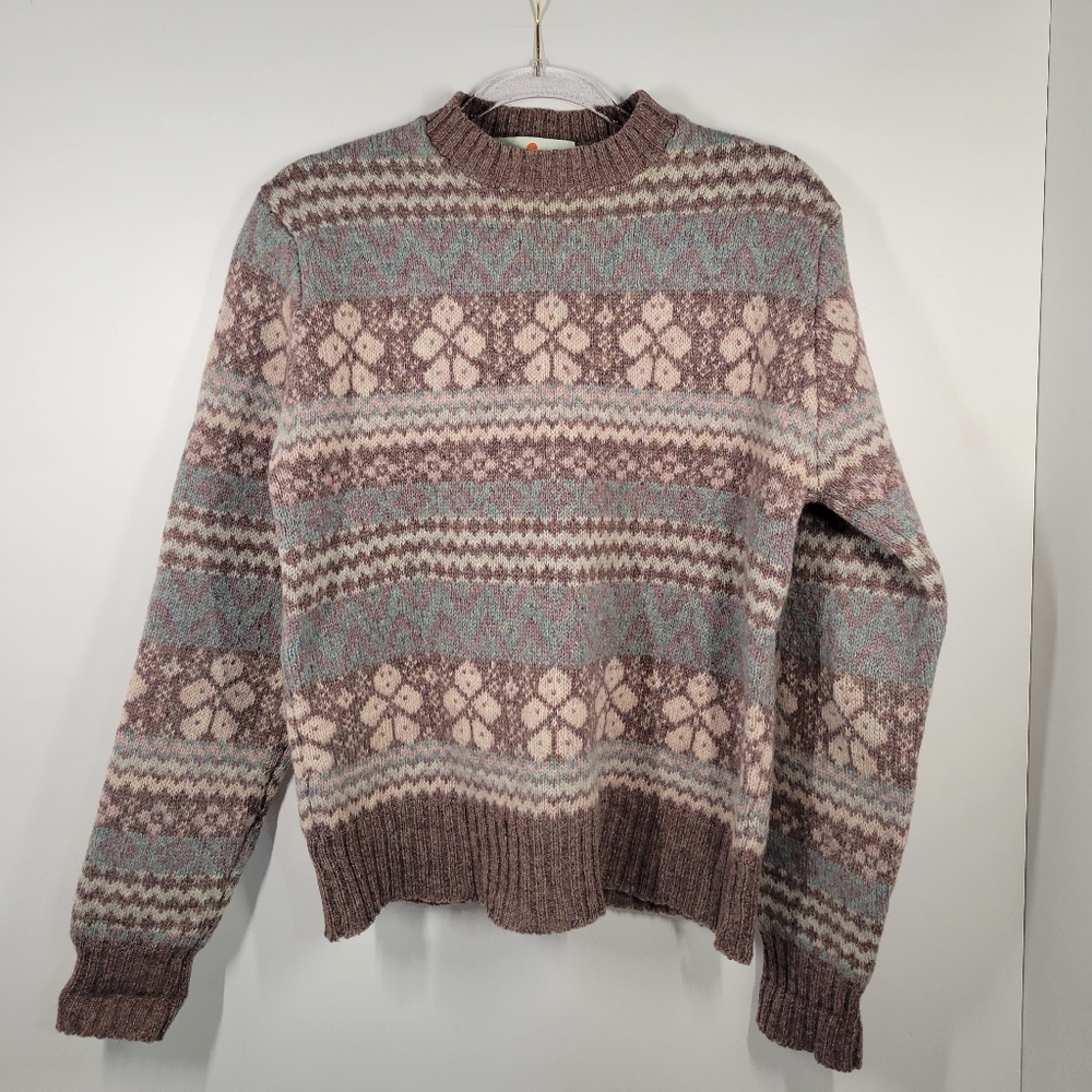 Vintage EMS Eastern Mountain Sports Fair Isle 100% Wool Women Sweater Medium